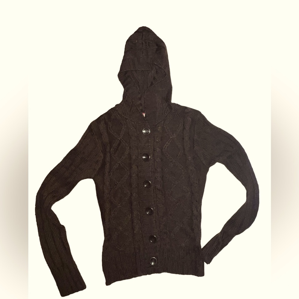 DEB | WOMENS BROWN BUTTON UP HOODED SWEARER